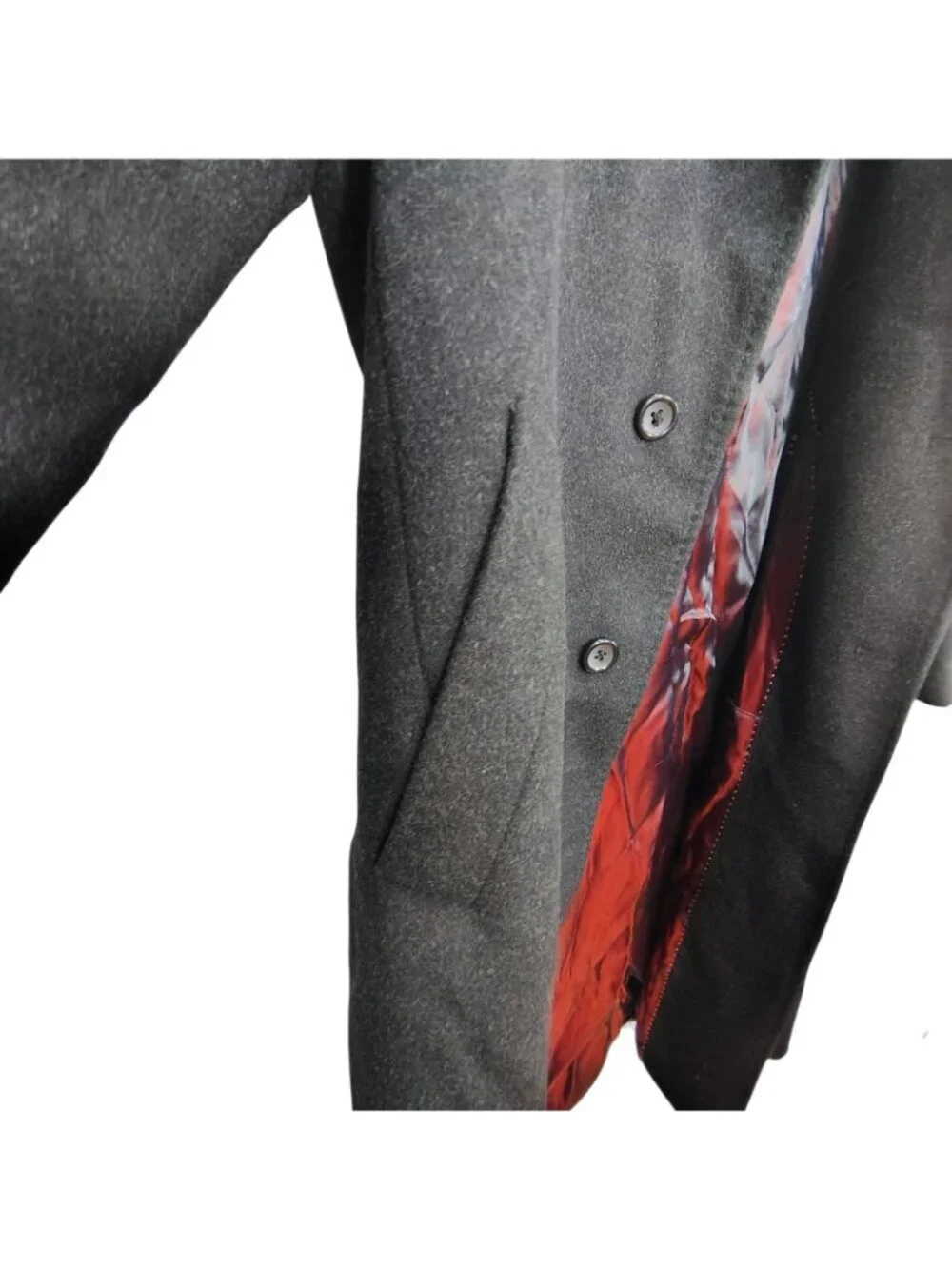 Afazzy New York Mens Size 44 Black Cashmere Blend Overcoat Button Down